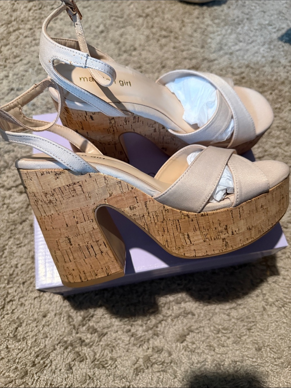 Madden Girl Natural colorCrisscross Ankle-Strap Heels
